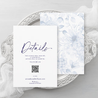 Dusty Blue Floral Wedding Details Card