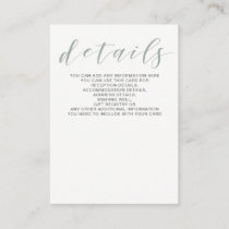 Dusty Blue Floral Wedding details card