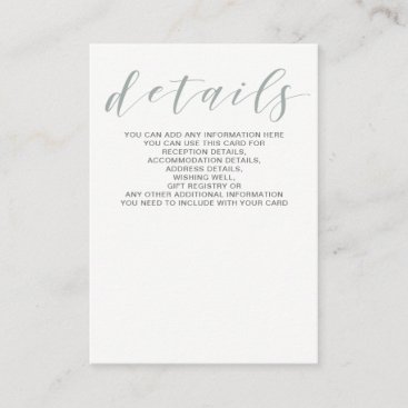 Dusty Blue Floral Wedding details card