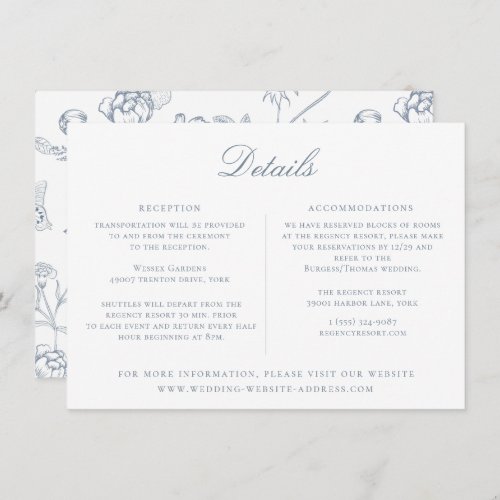 Dusty Blue Floral Wedding Details Card