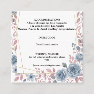 Dusty Blue Floral Wedding Details Enclosure Card