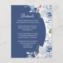 Dusty Blue Floral Wedding Details Enclosure Card