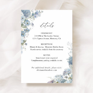 Dusty Blue Floral Wedding Details, Info Enclosure Card