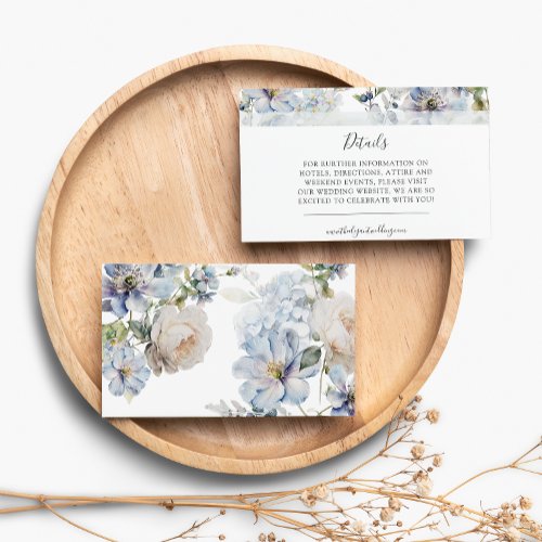 Dusty Blue Floral Wedding Enclosure Card