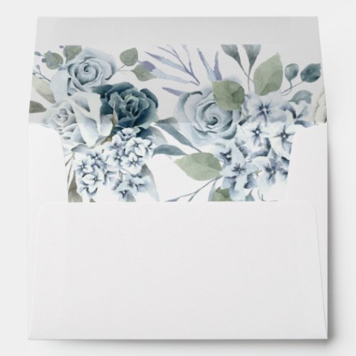 Dusty Blue Floral  Wedding Envelope