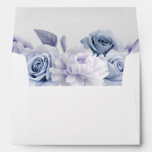 Dusty Blue Floral Wedding Envelope
