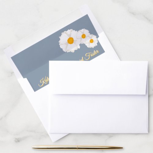 Dusty Blue Floral Wedding Envelope Liner