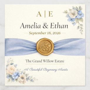 Dusty Blue Floral Wedding Envelope Liner
