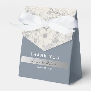 Dusty Blue Floral Wedding Favor Boxes