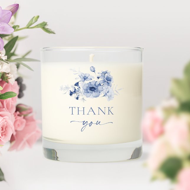 Dusty Blue Floral Wedding Favor Candle (Creator Uploaded)