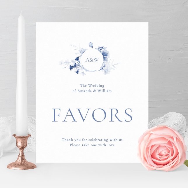 Dusty Blue Floral Wedding Favor Sign (Creator Uploaded)