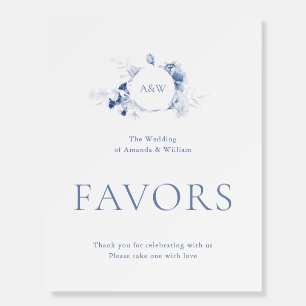 Dusty Blue Floral Wedding Favor Sign