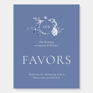 Dusty Blue Floral Wedding Favor Sign