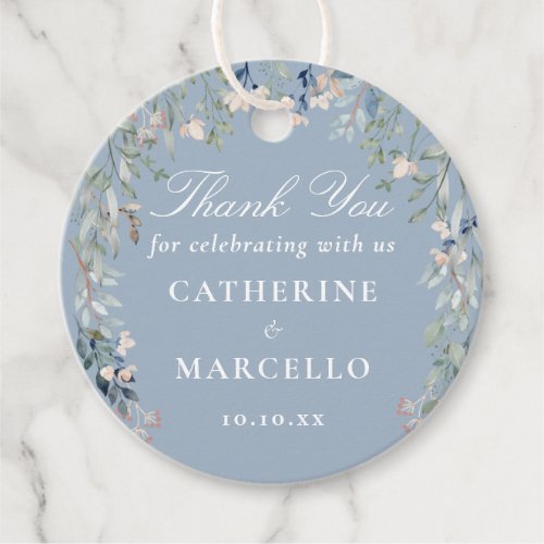 Dusty Blue Floral Wedding Favor Thank You Favor Tags