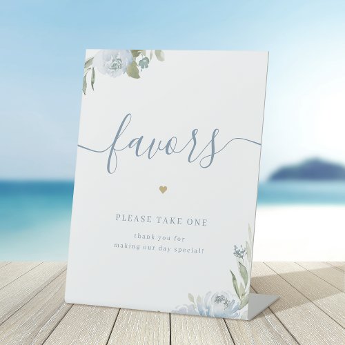 Dusty blue floral Wedding Favors Please Take One  Pedestal Sign