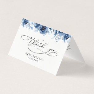 Dusty Blue Floral Wedding Folded Thank You Cards