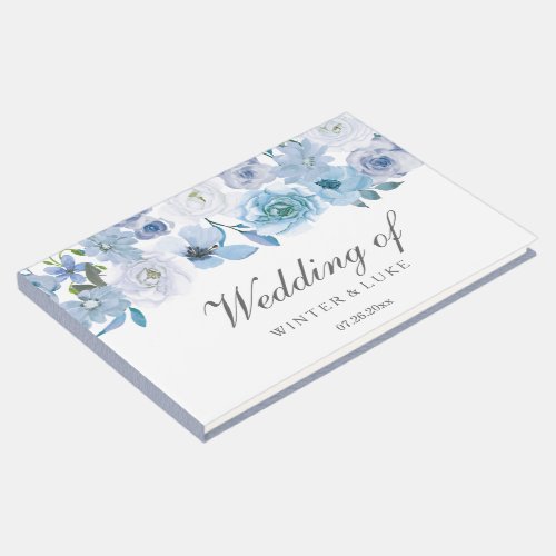 Dusty Blue Floral Wedding Guest Book