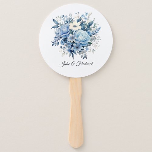 Dusty Blue Floral Wedding Hand Fan