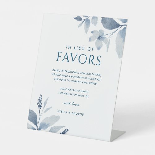 Dusty Blue Floral Wedding In Lieu of Favors Sign