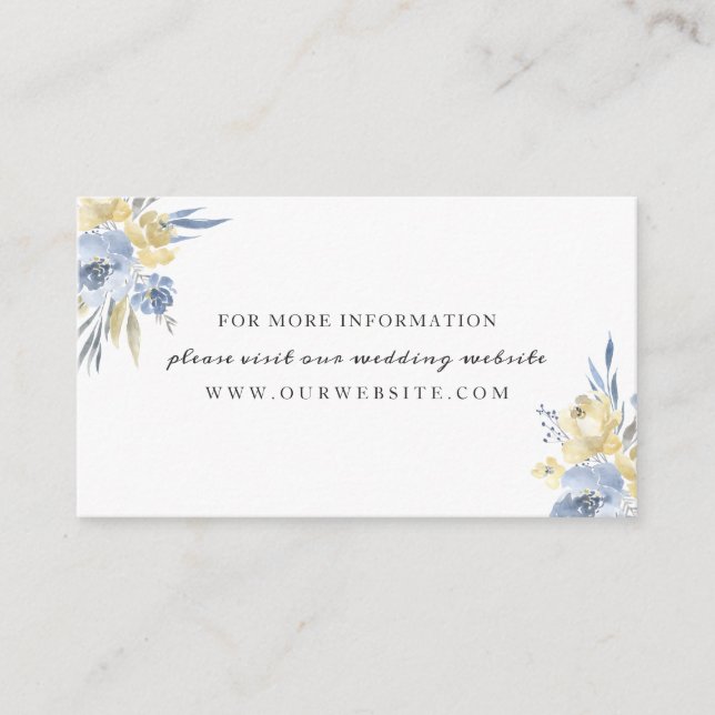 Dusty Blue Floral wedding information website card (Front)