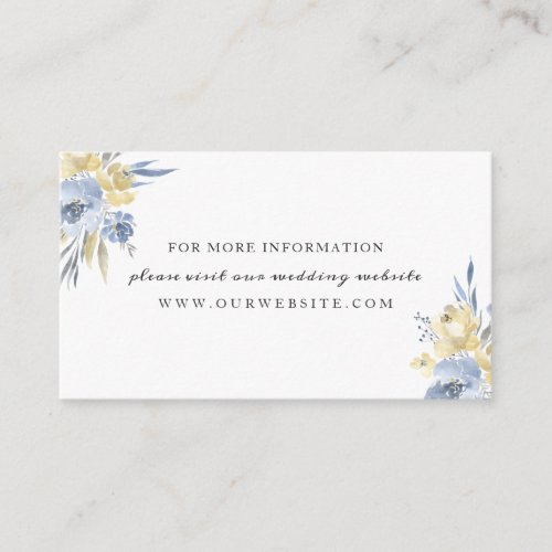 Dusty Blue Floral wedding information website card