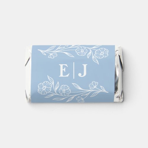 Dusty Blue Floral Wedding Initial Hersheys Miniatures