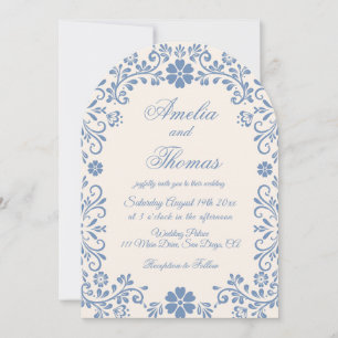 Dusty Blue Floral Wedding Invitation