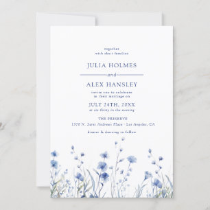 Dusty Blue Floral Wedding Invitation