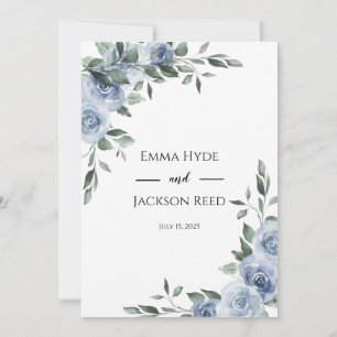 Dusty Blue Floral Wedding  Invitation