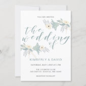 Dusty Blue Floral Wedding Invitation (Front)