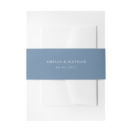 Dusty Blue Floral Wedding Invitation  Belly Band