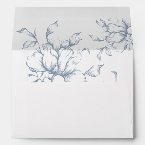 Dusty Blue Floral Wedding Invitation Envelope