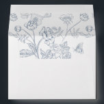 Dusty Blue Floral Wedding Invitation Envelope<br><div class="desc">Dusty Blue Floral,  5x7 wedding invitation envelope. Envelope is lined with a Vintage inspired Chinoiserie style garden floral pattern. Features,  return address on back flap in matching blue color.</div>