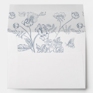 Dusty Blue Floral Wedding Invitation Envelope