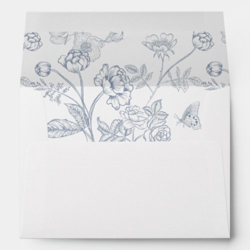 Dusty Blue Floral Wedding Invitation Envelope