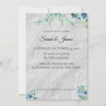 Dusty Blue Floral Wedding Invitation Template