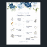 Dusty Blue Floral Wedding Itinerary Program Poster<br><div class="desc">Dusty Blue Floral Greenery Watercolor Icon Wedding Itinerary Program you can easily customize for your special day. You can change the fonts,  background and type colors by using our Design tool</div>