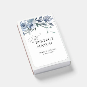 dusty blue floral wedding matchboxes