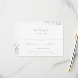 Dusty Blue Floral Wedding Meal Choice RSVP Card