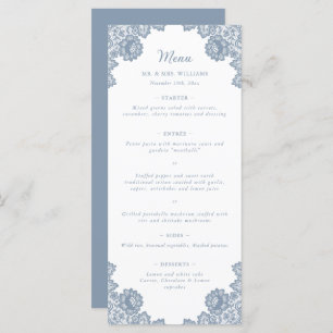Dusty Blue Floral Wedding Menu