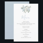 Dusty Blue floral wedding Menu Card<br><div class="desc">Dusty Blue floral wedding menu card</div>