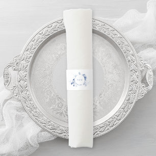 Dusty Blue Floral Wedding Napkin Band