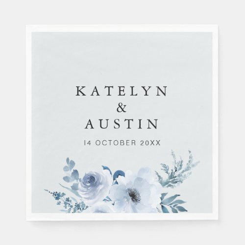 dusty blue floral wedding napkins
