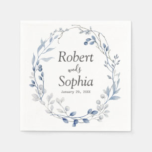 Dusty Blue Floral Wedding Napkins