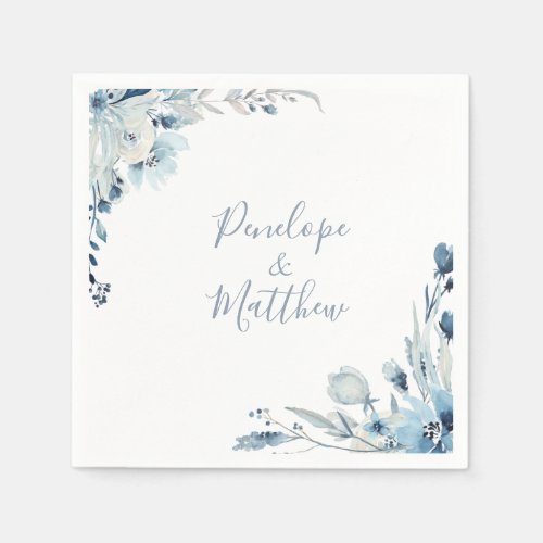 Dusty Blue Floral Wedding Napkins