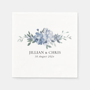 dusty blue floral wedding napkins