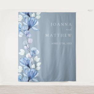 Dusty Blue Floral Wedding Photo Booth Backdrop