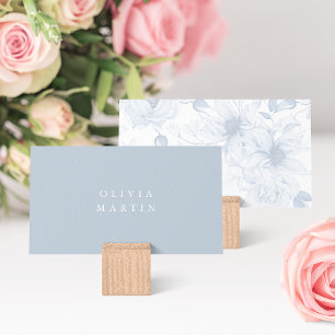 Dusty Blue Floral Wedding Place Card
