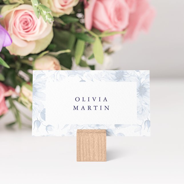 Dusty Blue Floral Wedding Place Card (Creator Uploaded)