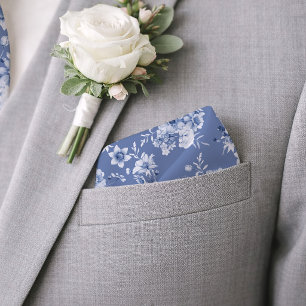 Dusty Blue Floral Wedding Pocket Square Bandana